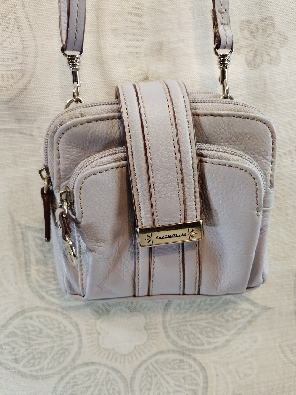 Isaac Mizrahi Mini Crossbody Bag in Lilac with Gold-Tone Accent